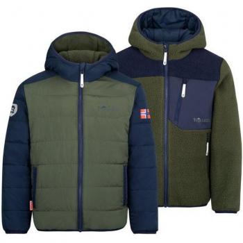 Chaqueta infantil Trollkids con temática de trolls en colores verde y azul marino