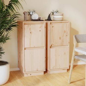 VidaXL Solid Wood Pine Sideboards (2 pcs), Dimensions: 31.5x34x75 cm