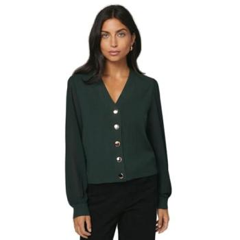 Women’s Green Chiffon Cardigan with Button Front – Size Small
