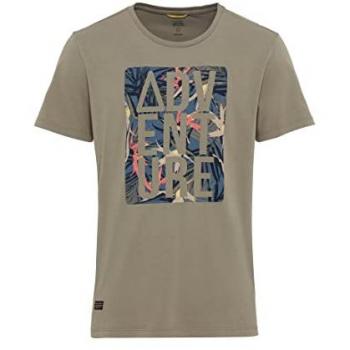 Camel active Herren T-Shirt mit Statement-Motiv-Print aus Bio-Baumwolle, Khaki, Größe M
