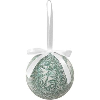 Décor festif : boule givrée à la mode blanc-vert, 7,5 cm – Feeric Christmas