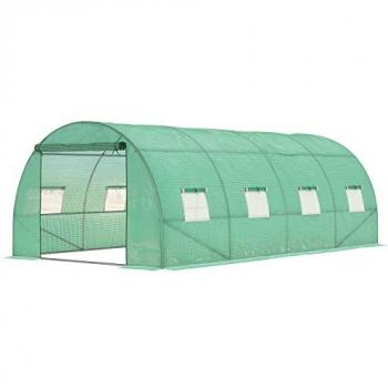 Outsunny Polytunnel Walk-in Garden Greenhouse with Zip Door and Windows