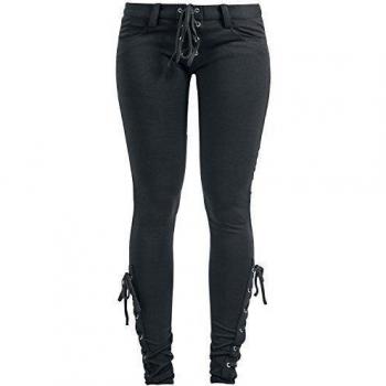 Gothicana by EMP Megan Lace Skinny Fit Pantalones Mujer Negro W36L34