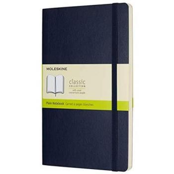 Cuaderno Classic Large Tapa Blanda Hojas Lisas Moleskine Azul Zafiro.