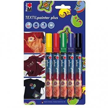 Marabu Textil Painter Plus, marqueur pour textiles, blister de 5