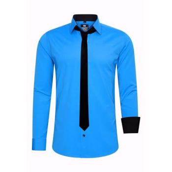 Herren Langarmhemd RUSTY NEAL mit Krawatte, petrol, XL
