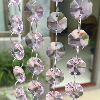 5M Pink Crystal Garland, 14mm Octagonal Bead Chain for Wedding & Holiday Decoration