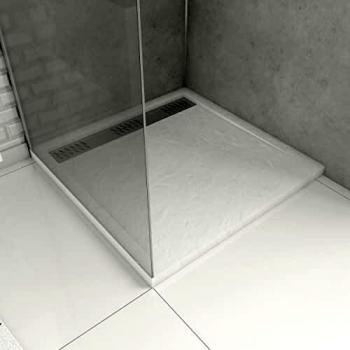 Plato de ducha blanco efecto piedra 90x90x4 cm