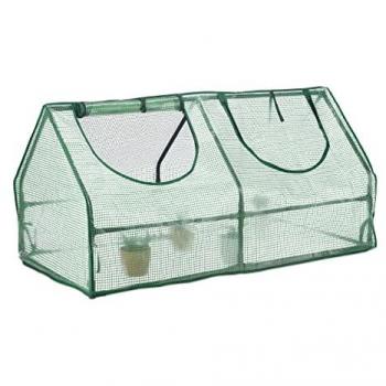 Compact Dark Green Low Greenhouse with Windows