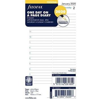 Filofax Personal Day per Page Appointment Book 2020 Diary Refill