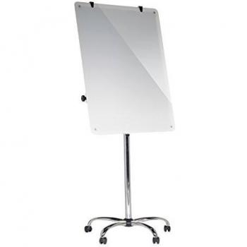 Bi-Office Mobile Glass Flipchart Easel 700x1000mm Magnetic Silver