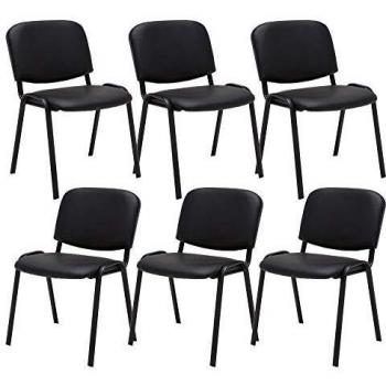 Set 6 sedie conferenza Ken in similpelle nera