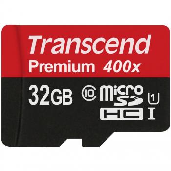 Transcend MicroSDHC 32 GB TS32GUSDCU1 – Schnellklasse 10, UHS‑I