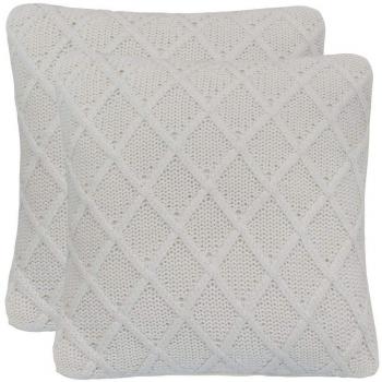 Cuscini per letto 45x45 cm biancastro con maglia pesante in cotone – VidaXL 2X