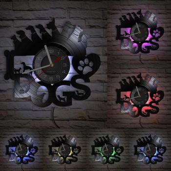 Artistic Dog Breeds Vinyl Record Wall Clock
