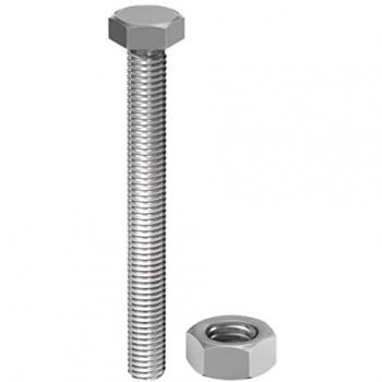 M10 Stainless Steel Hexagon Set Screw and Nuts 100mm Pack of 2