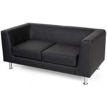 Rocada 2-Sitzer Sofa für Wartezimmer in schwarzem Kunstleder