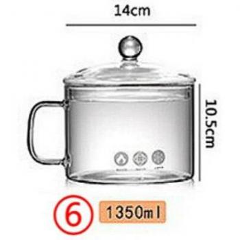 Silicone Grip Glass Cooking Pot with Lid (1000ML, 1350ML, 1500ML) for Electric and Ceramic Heating