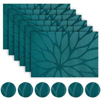 Heat Resistant Teal Placemats and Coasters Set of 6