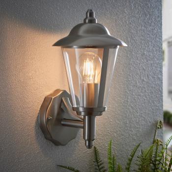 Netlighting Klien 1 Light Outdoor Wall Lantern Polished Stainless Steel Clear Polycarbonate IP44 E27