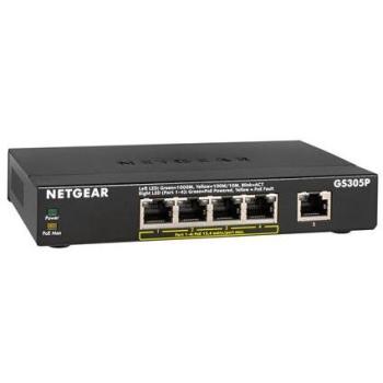 Unmanaged Netgear GS305P Layer‑2 PoE+ 4‑Port Switch