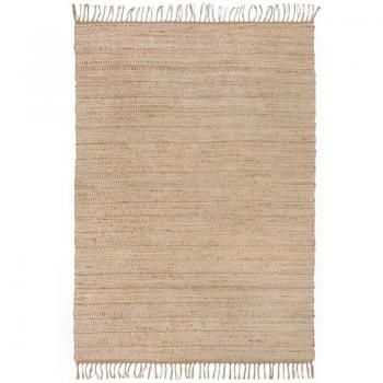 Tapis de jute naturel avec franges pour salon 160 x 230