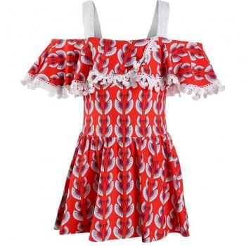 Youthful Splash Skirted Swimsuit 6-13 Lace Design