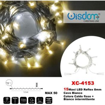 Cadena de Luces 15 Luciérnagas LED Cálido y Blanco Intermitente Xc-4153