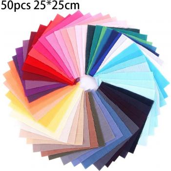 Juego de Telas de Algodón para DIY, Cuadradas y Lisas, 25cm x 25cm