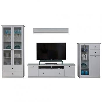 Mueble de salón 4 piezas estilo rústico blanco mate 369 cm
