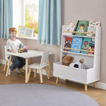 Kids White Bookcase and Toy Storage Cabinet