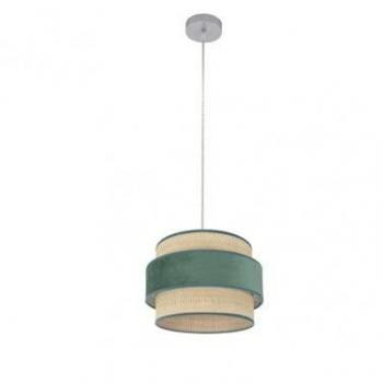FABRILAMP Colgante Elegante Reyes 1xe27 Cromo/natural-verde Regx30x30 Cm