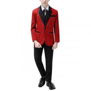 Costume de soirée Sliktaa Boys – Set complet 3 parties, couleur rouge
