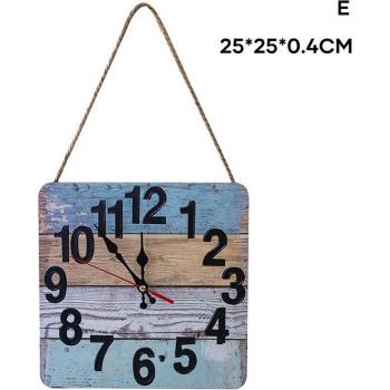 Vierkante houten wandklok Retro stijl, schoudertas, stille scan, 25x25 cm