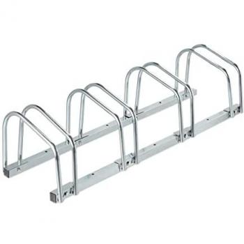 Râtelier métallique pour 4 vélos, largeur de pneu jusqu'à 60 mm, argenté, à poser au sol