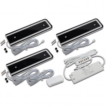 Hera U-Pad F LED Under-Cabinet Lamp, 3-Pack, 4000K, Black, with Sensor