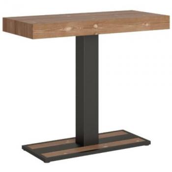 Table console extensible pin foncé, pieds métal anthracite, 14 places, 40–300 cm – édition Cali