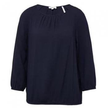 S.Oliver Bluse: strukturierte Viskose, lange Ärmel, Raffungseffekt