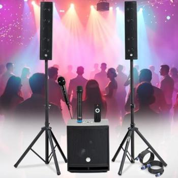Amplificateur DJ 1200 W avec Sub 38 cm, Connectivité Bluetooth/USB, 2 micros – Célébrations