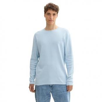 Maglione Tom Tailor con Bordo Arrotolato Blu Chiaro S