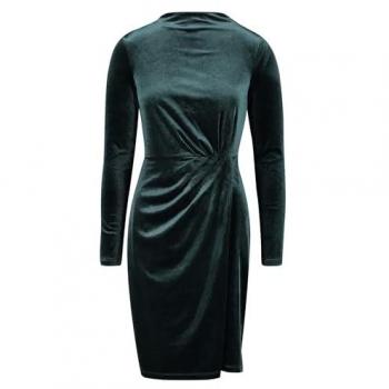 Samtkleid ZERO Falten mit hohem Kragen Gr. 36