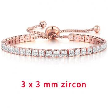 Elegant Rose Gold Square Zircon Tennis Bracelet for Women