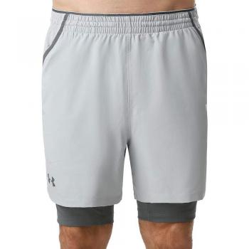 Under Armour Men's Qualifier 2-In-1 Short, Mod Gray/Pitch Gray/Pitch Gray, Large