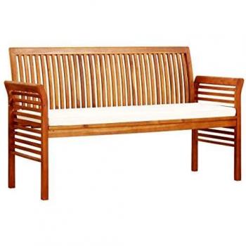 Banc de jardin 3 places et coussins 179 cm en bois d'acacia massif