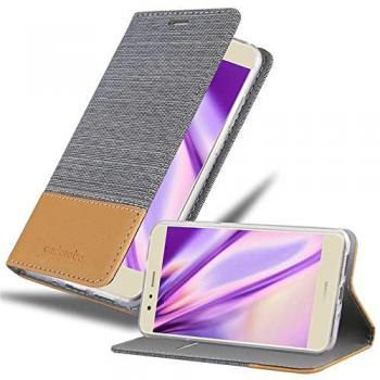 Funda con Tarjetero Huawei P10 LITE Gris Claro Marrón