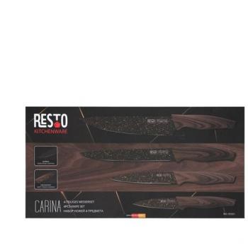 RESTO Kitchenware Carina 4‑teiliger Kochmesserset – Edelstahl mit Magnet‑Box
