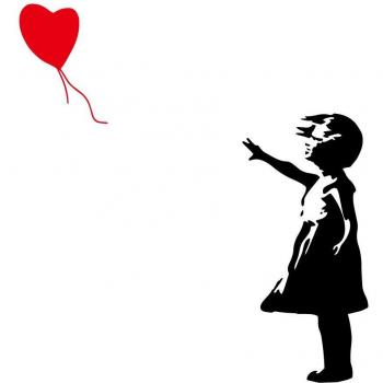 Mural Femenino con Globo Banksy