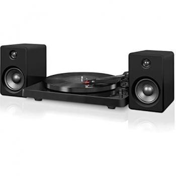 Victrola Modern Bluetooth Turntable with 50W Stereo Speakers, Black