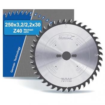 Universal Kreissägeblatt 250 × 30 mm, Z=40, Wechselzahn – AKE Blueline