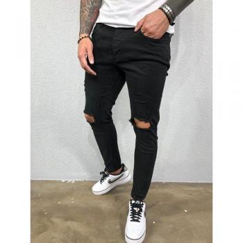 Men's Black & Blue Ripped Skinny Jeans
